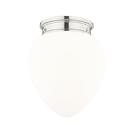 Z-Lite Gideon Flush Mount, 1-Light, 12.5 In.W x 15 In.H, Polished Nickel/Etched Opal 1945F12-PN